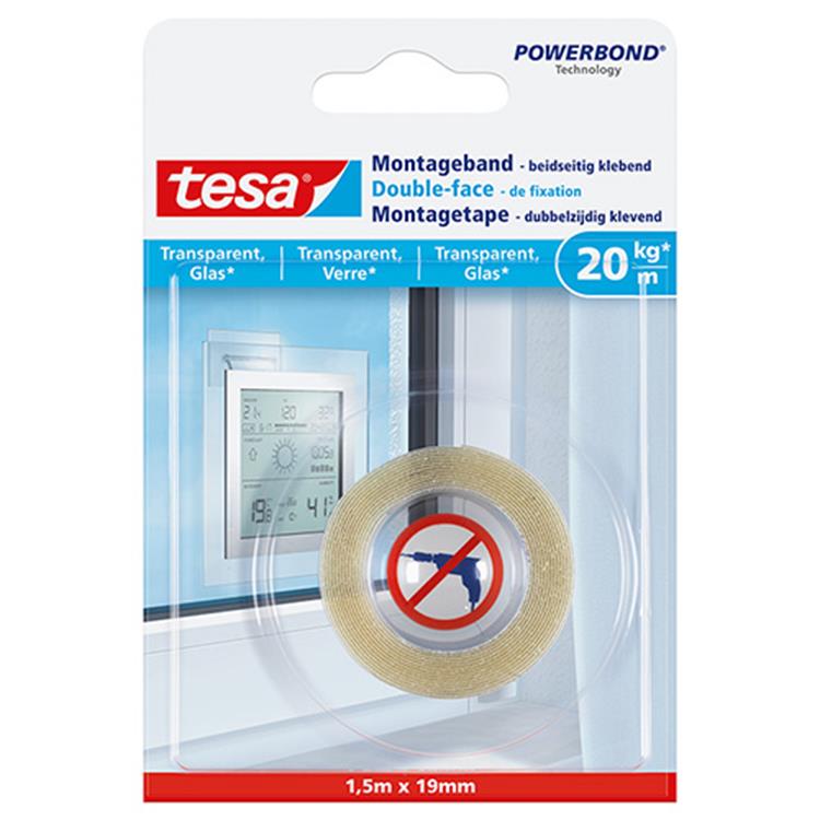Tesa 1051179 - Powerbond® Montageband transparent 1,5m:19mm | 6 Stück