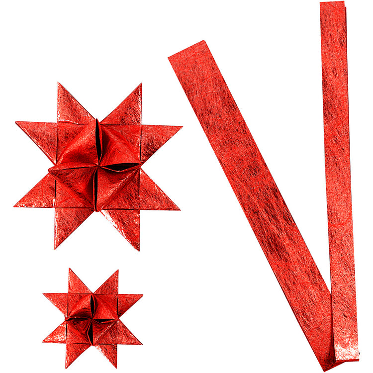 Vivi Gade Papierflechtstreifen, L: 44+78 cm, B: 15+25 mm, T 6,5+11,5 cm, rot, 32 Streifen 1 Box