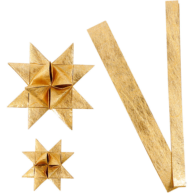 Vivi Gade Papierflechtstreifen, L: 44+78 cm, T 6,5+11,5 cm, B: 15+25 mm, Gold, 32 Streifen 1 Box