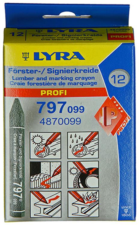 Lyra 1004744 - Markierungskreide 12 Stück ø12x120mm schwarz | 4 Stück