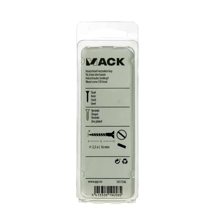 Mack 1017346 - Holzschraube Senkkopf verzinkt 28 Stück 2,5 x 16 mm | 10 Stück