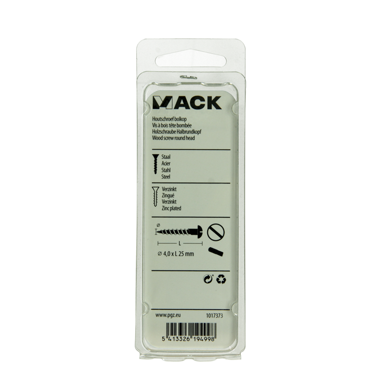 Mack 1017373 - Holzschraube Linsenkopf Stahl verzinkt 14 Stück 4,0 x 25 mm | 10 Stück