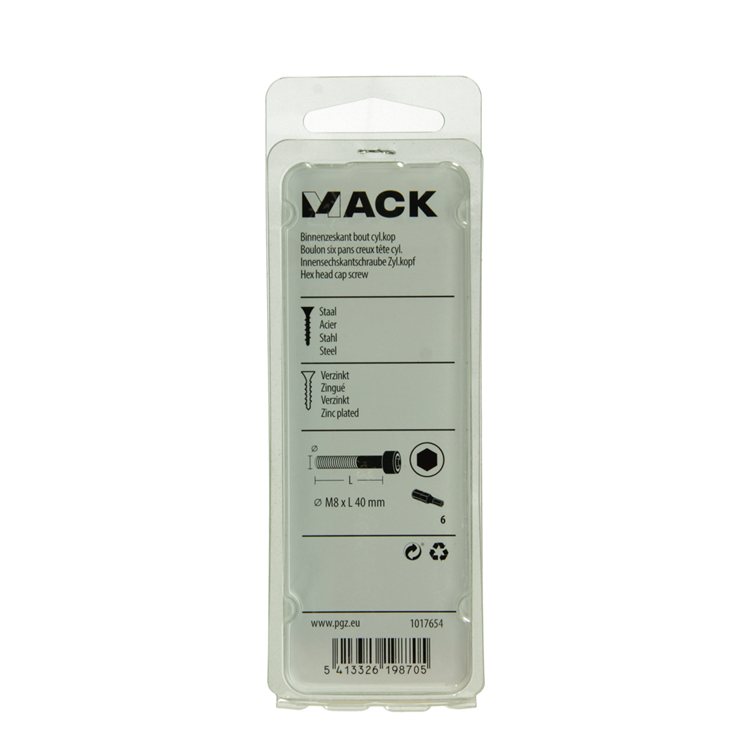 Mack 1017654 - Innensechskantschraube Zyl. Kopf plattiert. 3 Stück m8 x 40 mm | 10 Stück