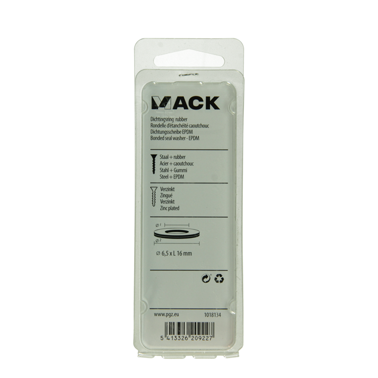 Mack 1018134 - Dichtring Gummi verzinkt 40 Stück 6,5 x 16 mm | 5 Stück