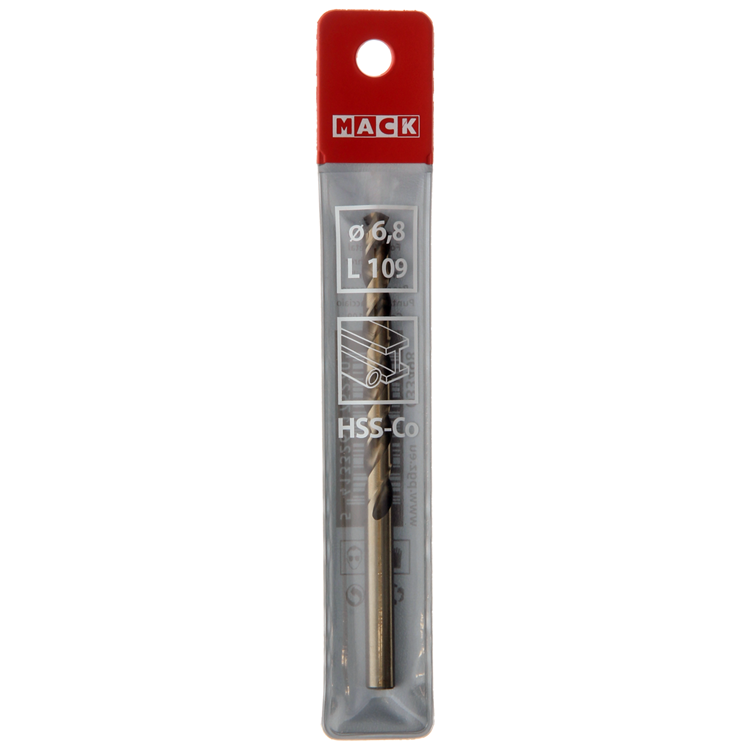 Mack 1018200 – Metallbohrer HSS CO5 % DIN 338 ø 6,8 x 109 mm | 5 Stück