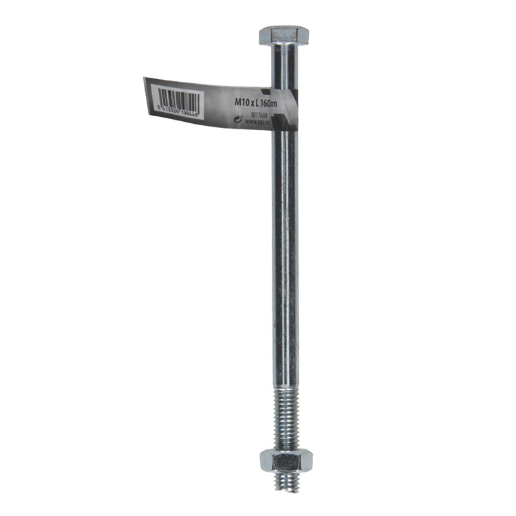 Mack 1017630 – Mechanikschraube + Mutter aus verzinktem Stahl 1 Stück M10 x 160 mm | 10 Stück