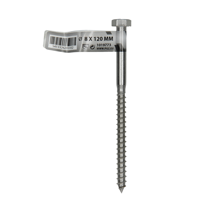 Mack 1019773 - Holzgewindebolzen Edelstahl 1 Stück 8 x 120 mm | 10 Stück