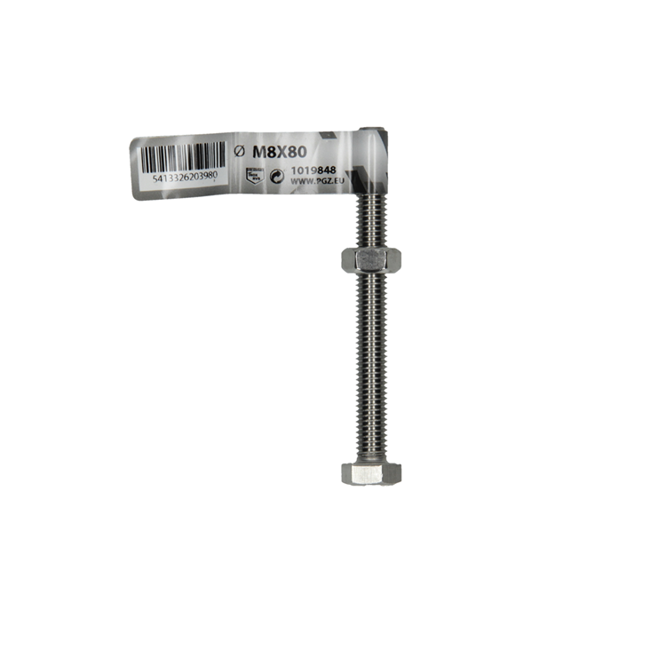 Mack 1019848 - Hahnschraube + Mutter Edelstahl 1 Stk. M8x80 | 10 Stück