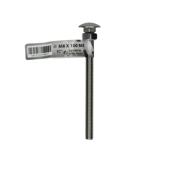 Mack 1019919 – Holzschraube + Mutter Edelstahl 1 Stück M8 x 100 mm | 10 Stück