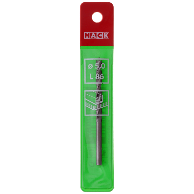 Mack 1018505 - Maschinen-Holzbohrer + Zentrierspitze ø 5,0 x 86 mm | 5 Stück