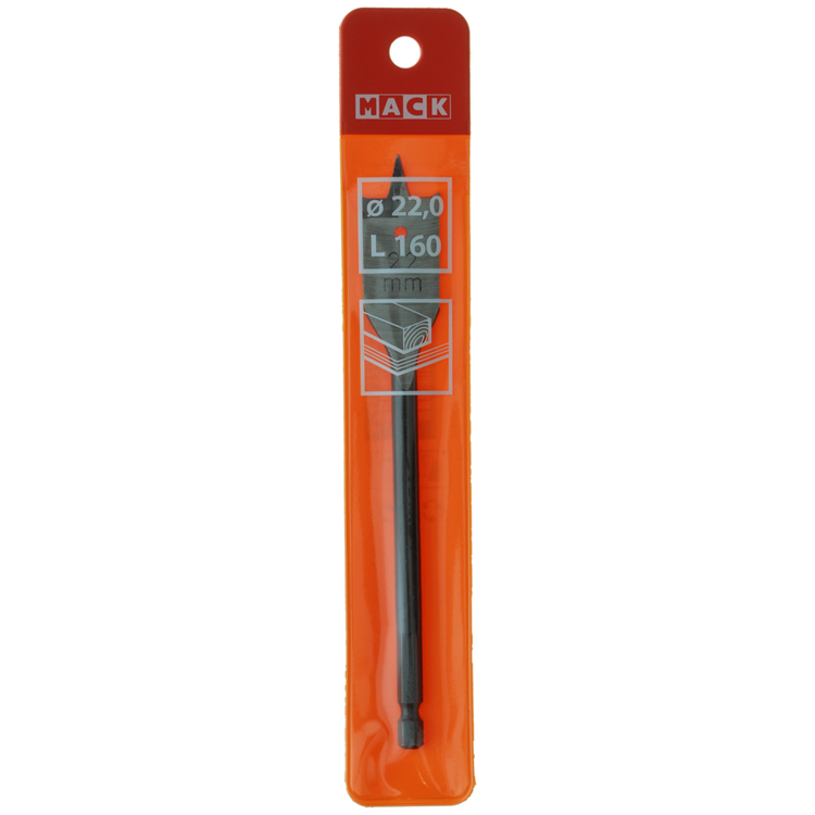 Mack 1018520 - Flachholzbohrer DIN 7487 ø 22,0 x 160 mm | 5 Stück