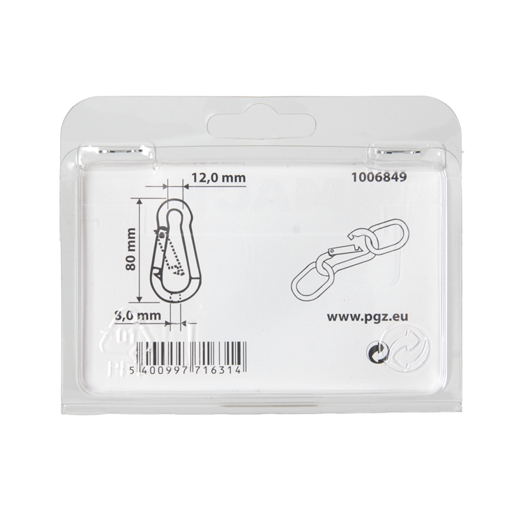 Mack 1006849 - 1 Karabiner + Feder verzinkt sw 80x8mm | 5 Stück