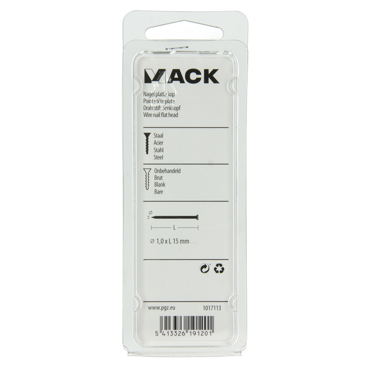 Mack 1017113 - Flachkopfnagel 90 gr 1,0 x 15 mm | 5 Stück