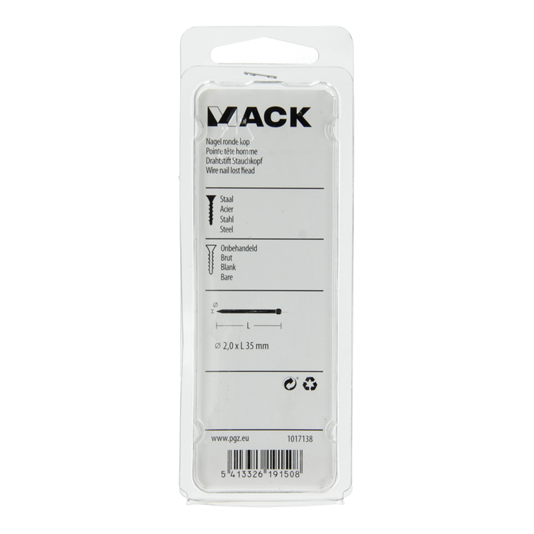 Mack 1017138 - Nagel runder Kopf 100 gr 2,0 x 35 mm | 5 Stück