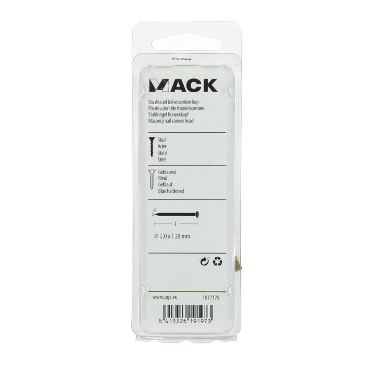 Mack 1017178 – Stahlnagel BVK Stahl gebläut 40 gr 2,0 x 20 mm | 10 Stück