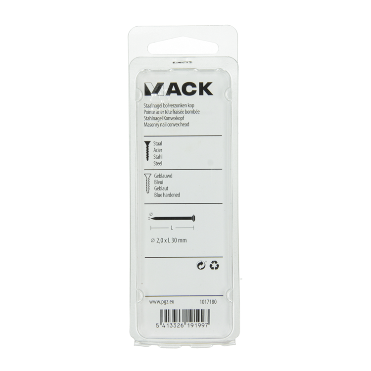 Mack 1017180 - Stahlnagel BVK Stahl gebläut 45 gr 2,0 x 30 mm | 10 Stück