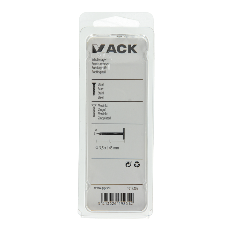 Mack 1017205 – Schiefernagel aus verzinktem Stahl, 100 g, 3,5 x 45 mm | 5 Stück