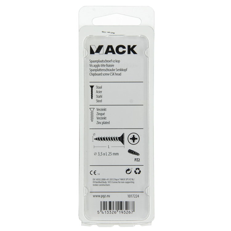 Mack 1017224 - Spanplattenschraube mit Kopf gelb plattiert 32 Stück 3,5 x 25 mm | 10 Stück