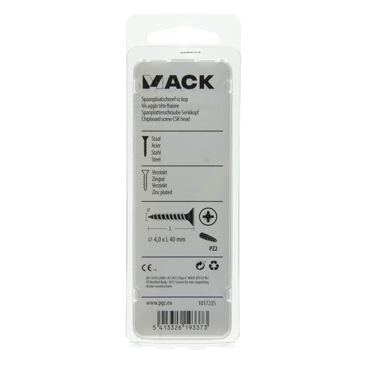Mack 1017235 - Spanplattenschraube mit Kopf vergilbt 18 Stück 4,0 x 40 mm | 10 Stück