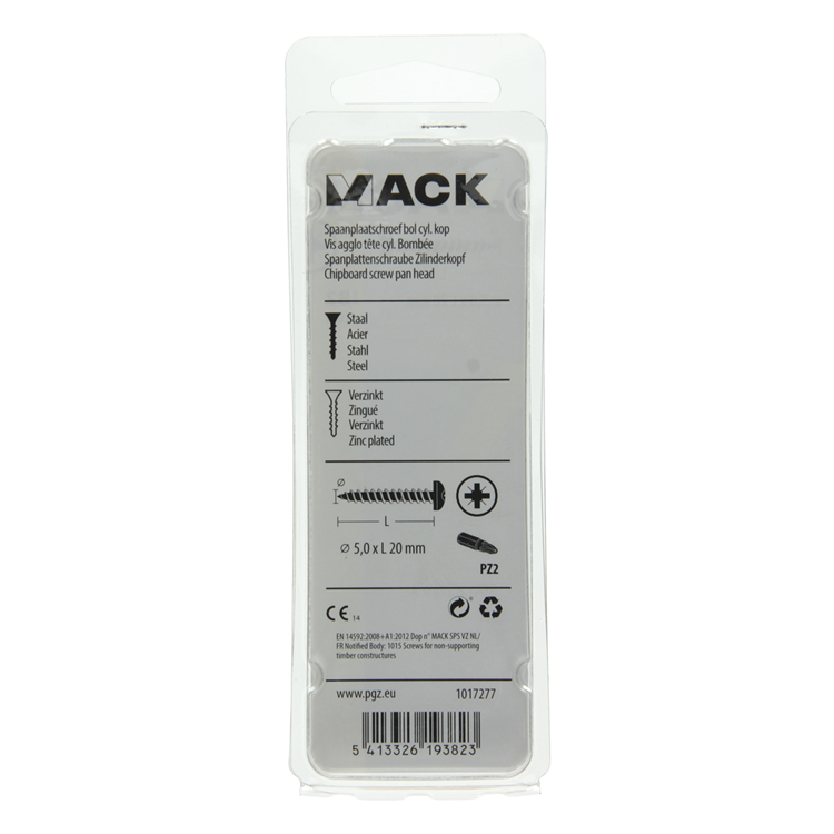 Mack 1017277 - Spanplattenschraube Zylinderkopf vergilbt 20 Stk 5,0 x 20 mm | 10 Stück