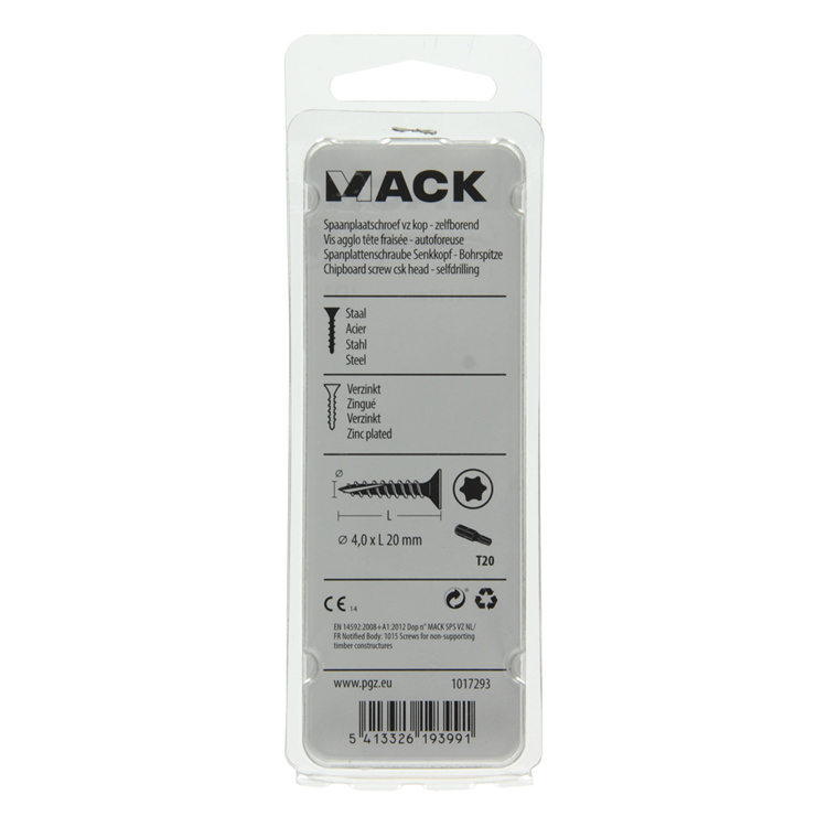 Mack 1017293 - spainplschr.vzkop-selfb. gelb plattiert 30 Stück 4,0 x 20 mm | 10 Stück