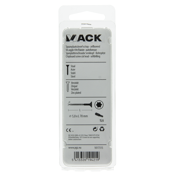 Mack 1017315 - spanienplschr.vzkop-selbstmontage gelb plattiert 7 Stück 5,0 x 70 mm | 10 Stück