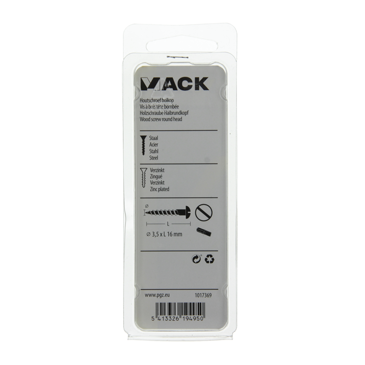Mack 1017369 - Holzschraube Linsenkopf Stahl verzinkt 20 Stück 3,5 x 16 mm | 10 Stück