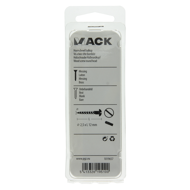 Mack 1019657 - Holzschraube Linsenkopf Messing 11 Stück 2,5 x 12 mm | 10 Stück