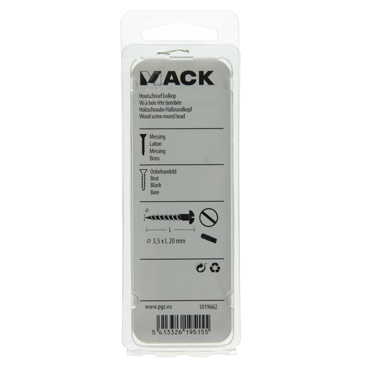 Mack 1019662 - Holzschraube Linsenkopf Messing 10 Stück 3,5 x 20 mm | 10 Stück