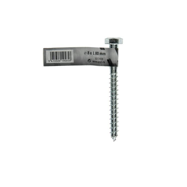 Mack 1017418 - Holzgewindebolzen Stahl verzinkt 1 Stück 8 x 80 mm | 10 Stück