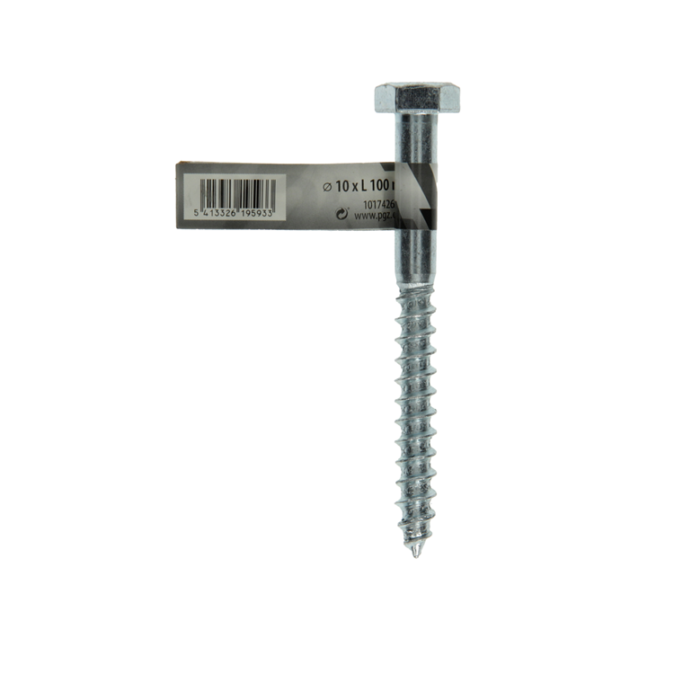 Mack 1017426 - Holzgewindebolzen Stahl verzinkt 1 Stück 10 x 100 mm | 10 Stück