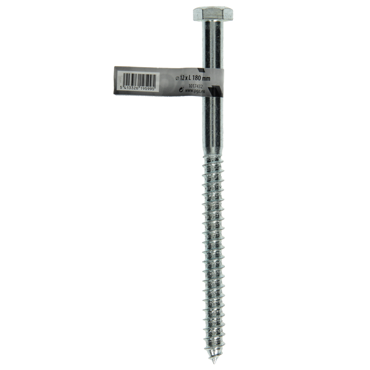 Mack 1017432 - Holzgewindebolzen Stahl verzinkt 1 Stück 12 x 180 mm | 10 Stück