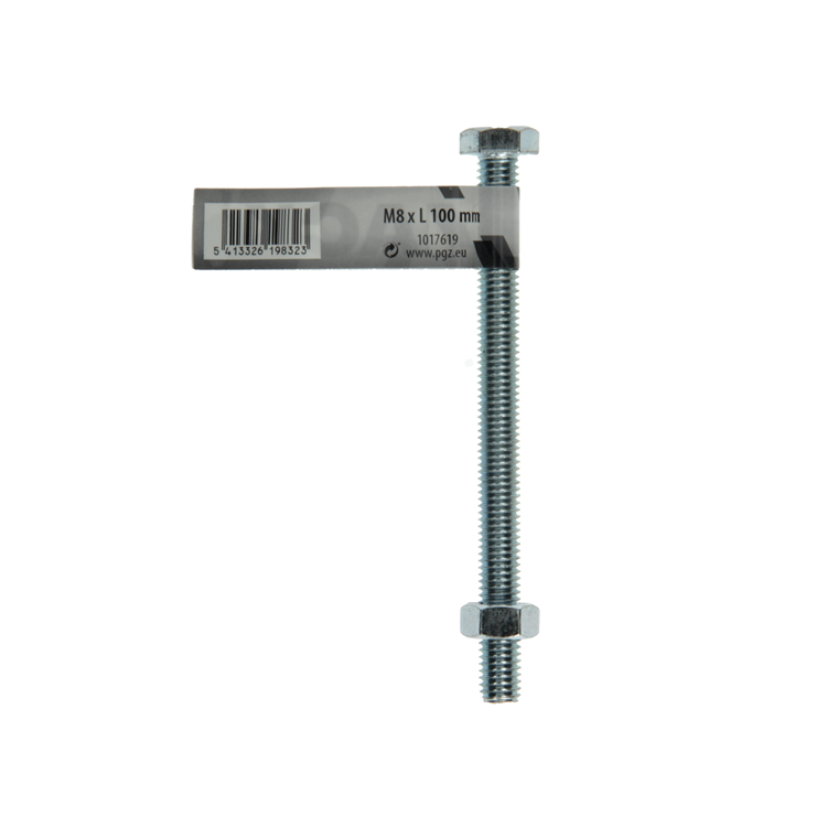 Mack 1017619 – Hahnschraube + Mutter aus verzinktem Stahl, 1 Stück, M8 x 100 mm | 10 Stück