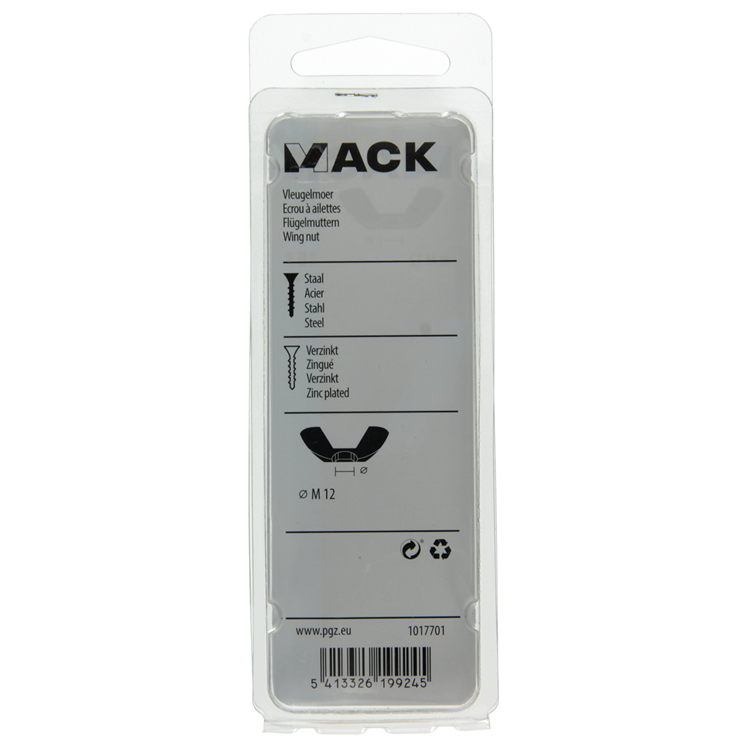 Mack 1017701 - Flügelmutter verzinkter Stahl 2 Stück M12 | 5 Stück