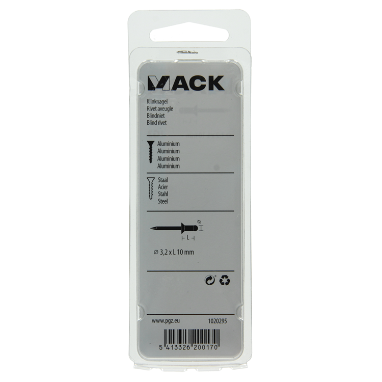 Mack 1020295 - 36 Blindklammern Aluminium 3,2x10mm | 10 Stück
