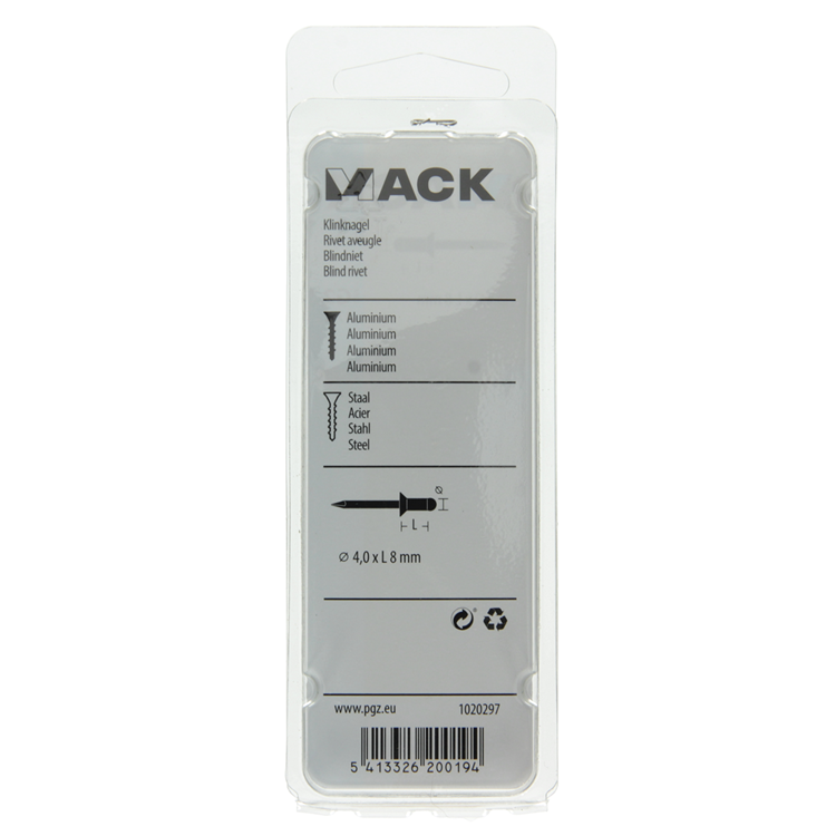 Mack 1020297 - 37 Blindklammern Aluminium 4,0x8mm | 5 Stück