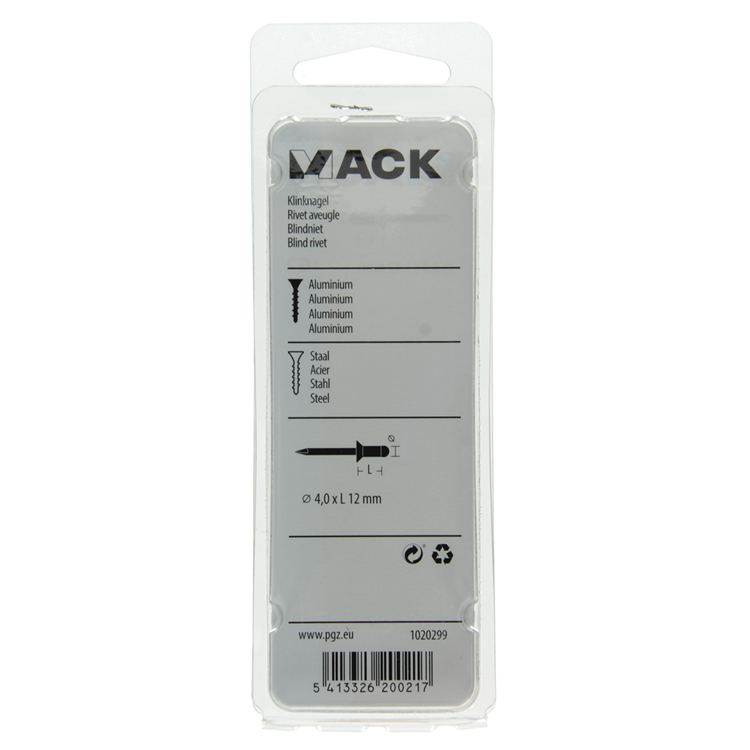 Mack 1020299 - 28 Blindklammern Aluminium 4,0x12mm | 5 Stück