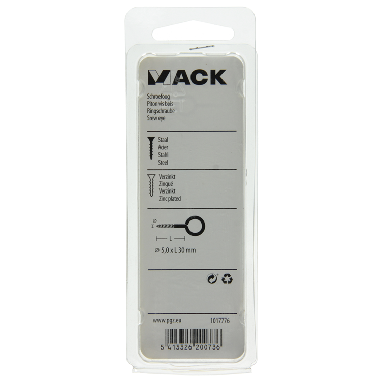 Mack 1017776 - Schrauböse aus verzinktem Stahl 4 Stück 5,0 x 30 mm | 10 Stück