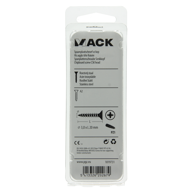 Mack 1019731 - Spanplattenschraube VZ-Kopf Edelstahl 27 Stück 3,0 x 20 mm | 10 Stück
