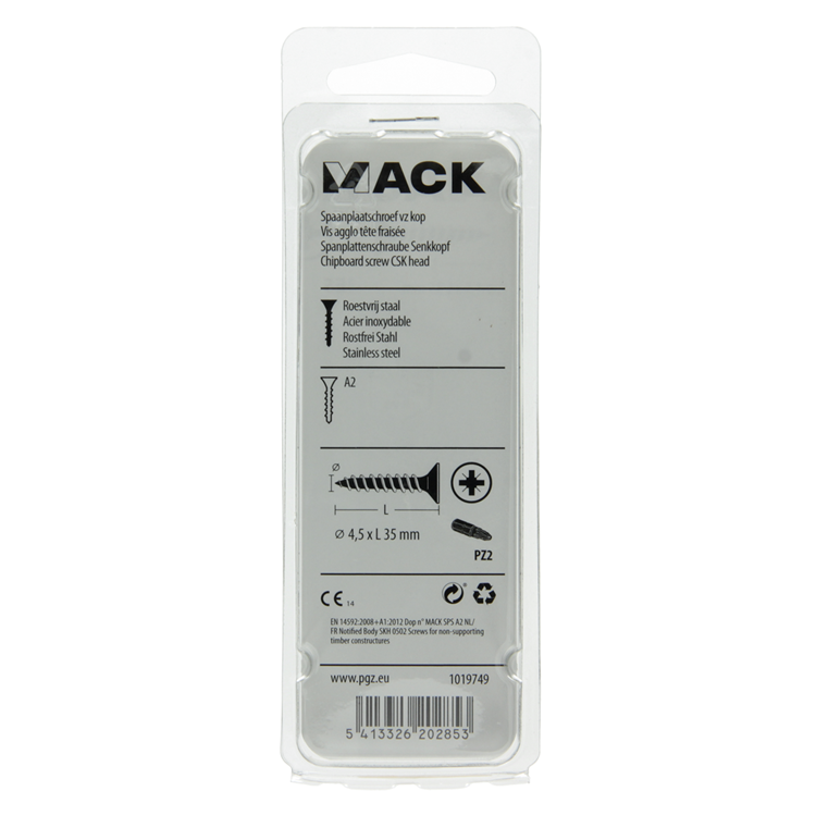 Mack 1019749 - Spanplattenschraube VZ-Kopf Edelstahl 9 Stück 4,5 x 35 mm | 10 Stück