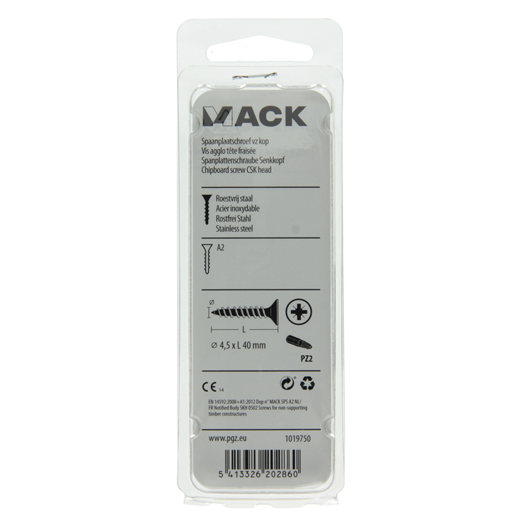 Mack 1019750 - Spanplattenschraube VZ-Kopf Edelstahl 8 Stück 4,5 x 40 mm | 10 Stück