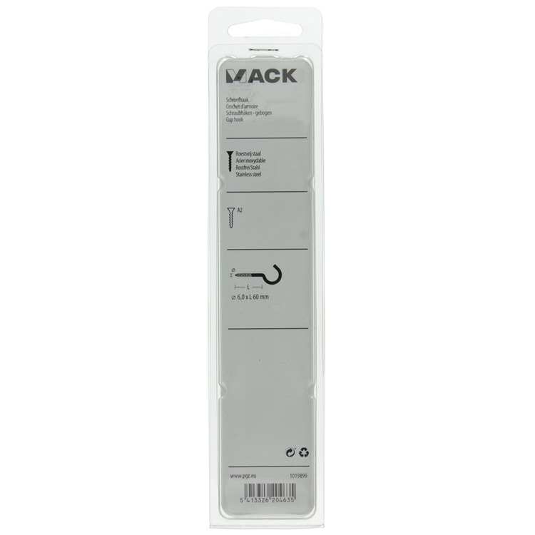 Mack 1019899 - Schraubhaken Edelstahl 1 St. 6,0x60 mm | 5 Stück