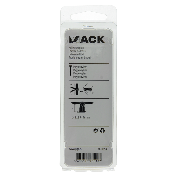 Mack 1017894 - Hohlwanddübel Nylon 4 Stück TB | 10 Stück