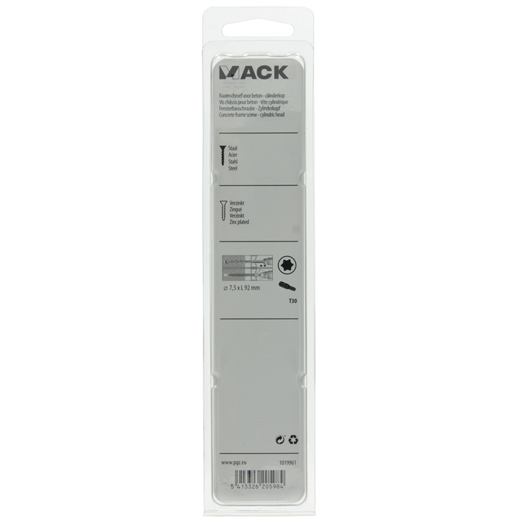 Mack 1019961 – Betonfensterschraube verzinkt Zylinderkopf 8 Stück 7,5 x 92 mm | 5 Stück