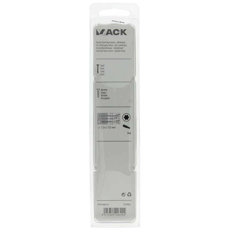 Mack 1019963 – Betonfensterschraube verzinkt Zylinderkopf 4 Stück 7,5 x152 mm | 5 Stück