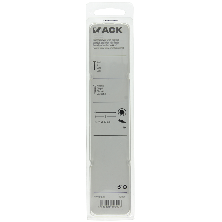Mack 1019964 – Betonfensterschraube verzinkt mit Kopf 8 Stück 7,5 x 92 mm | 5 Stück
