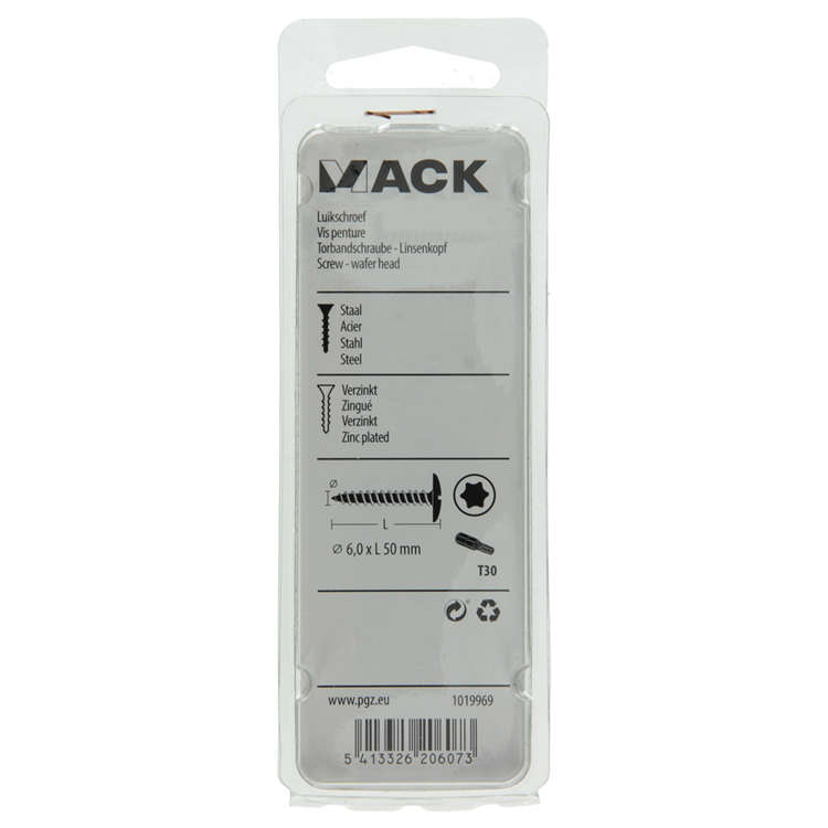 Mack 1019969 - Lukenschraube schwarz 6,0 x 50 mm 7 Stück | 5 Stück
