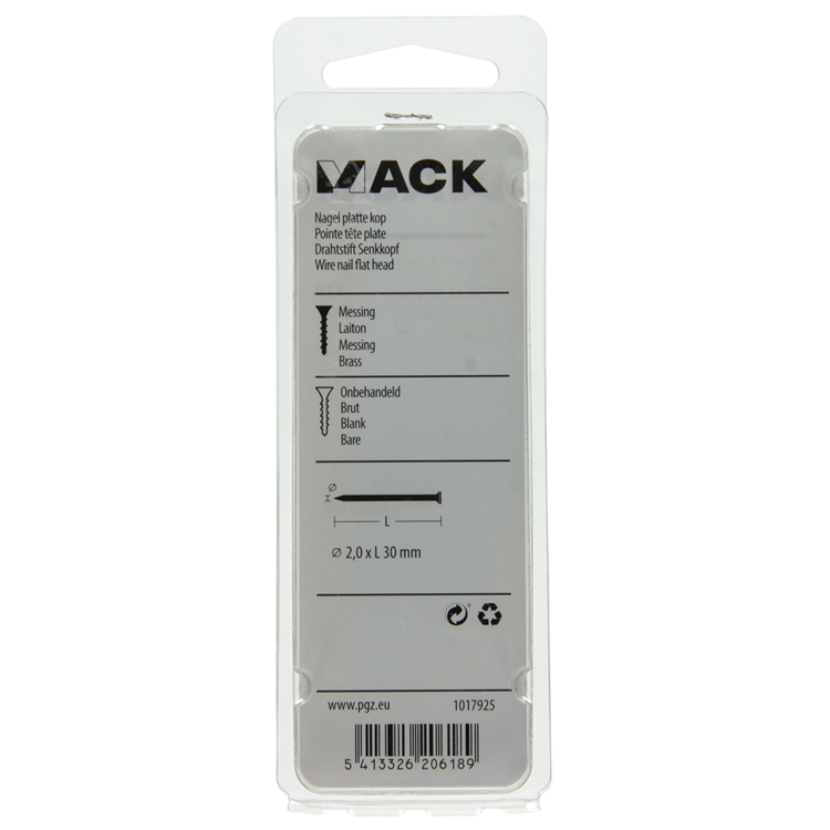 Mack 1017925 – Nagel Flachkopf Messing 100gr2,0 x 30 mm | 5 Stück