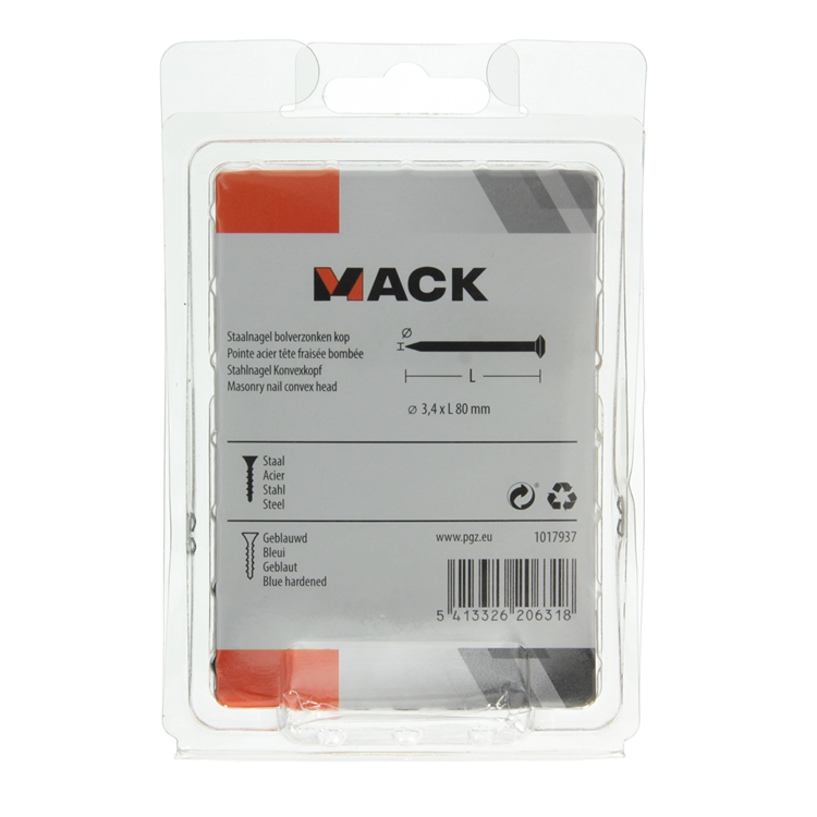 Mack 1017937 - Stahlnagel BVK Stahl gebläut 200 gr 3,4 x 80 mm | 5 Stück