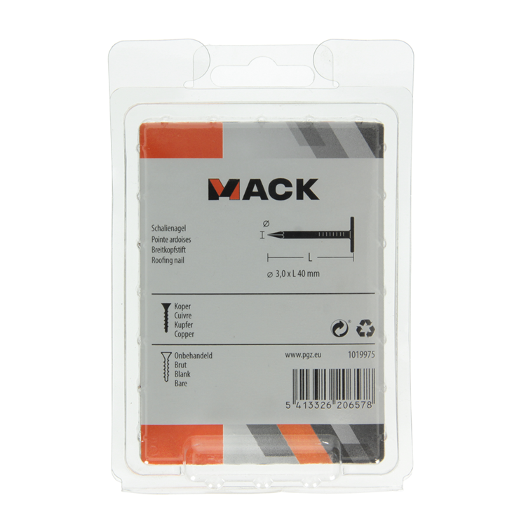 Mack 1019975 – Schiefernagel Kupfer 180 gr 3,0 x 40 mm | 5 Stück